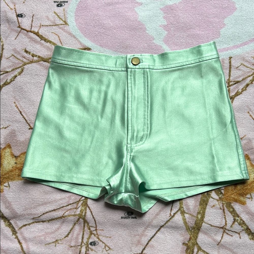Old school American Apparel Mint Green High Waist Disco Shorts, medium